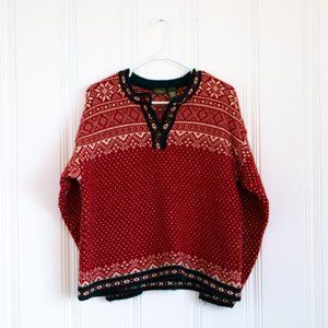 L.L. Bean Vintage 100% Merino Wool Knit Nordic Sweater US M